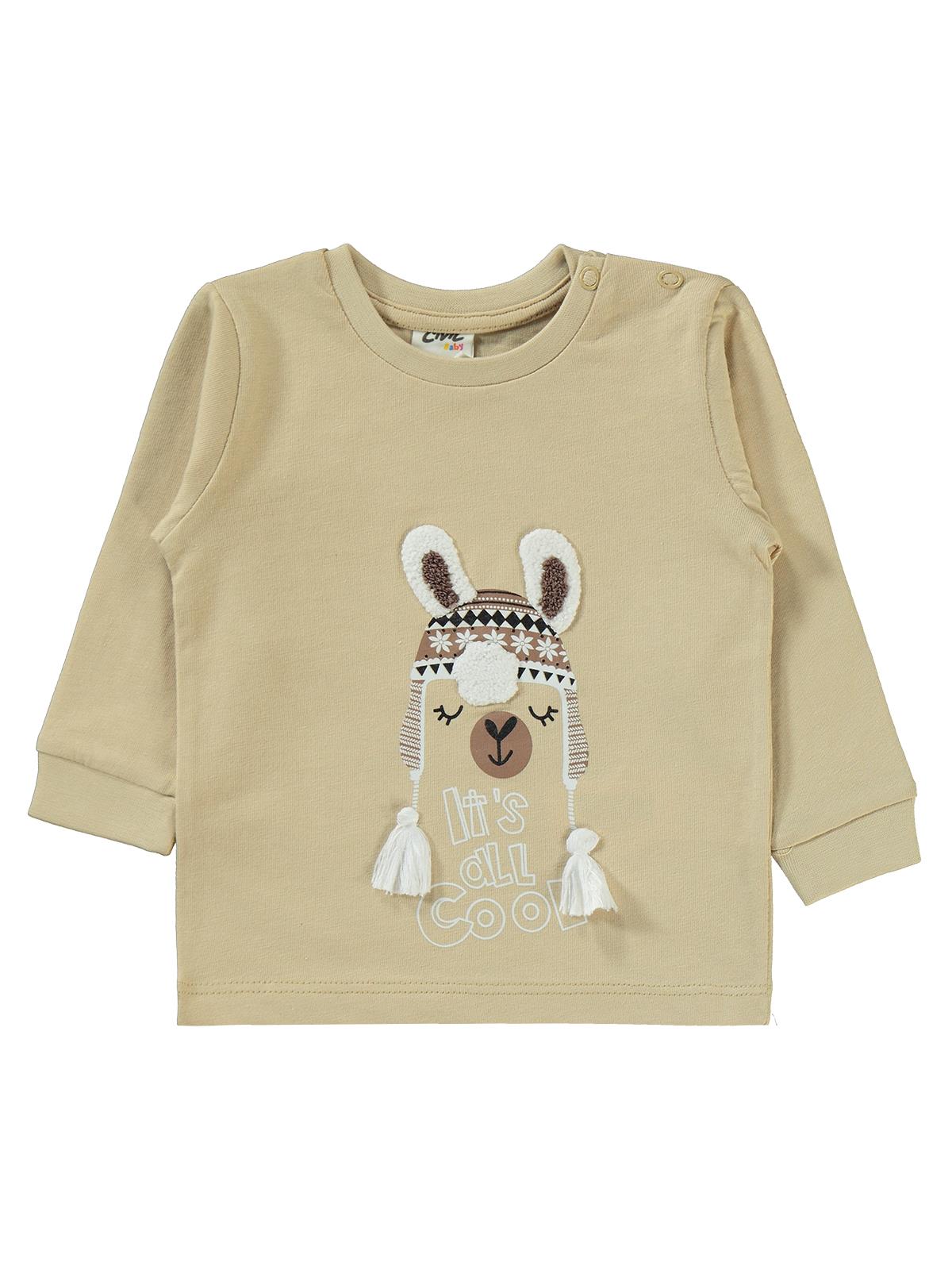 Civil Baby Lama Nakışlı 6-18 Ay Pijama Takımı - Kahverengi