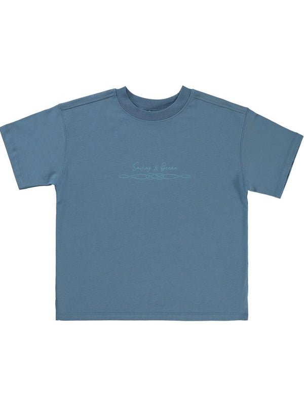 Civil Boys Sailing Baskılı Oversize 6-9 Yaş Tişört - Mavi
