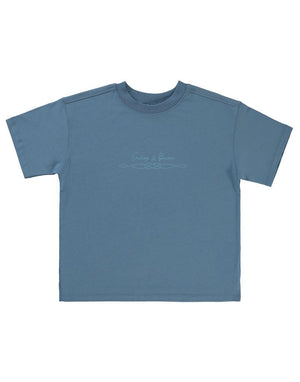 Civil Boys Sailing Baskılı Oversize 6-9 Yaş Tişört - Mavi