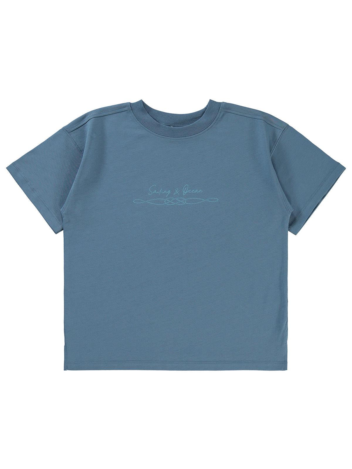 Civil Boys Sailing Baskılı Oversize 6-9 Yaş Tişört - Mavi