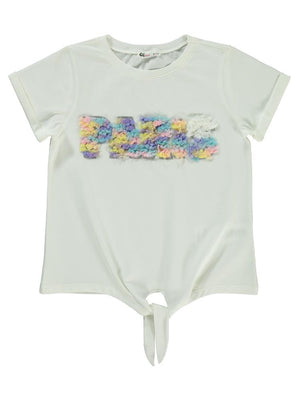 Civil Girls Paris Nakışlı 6-9 Yaş Tişört - Ekru