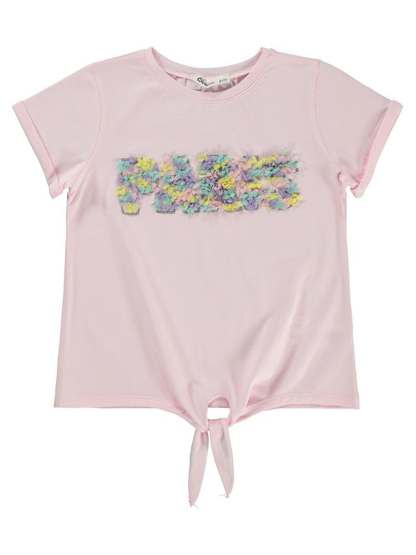Civil Girls Paris Nakışlı 6-9 Yaş Tişört - Pembe