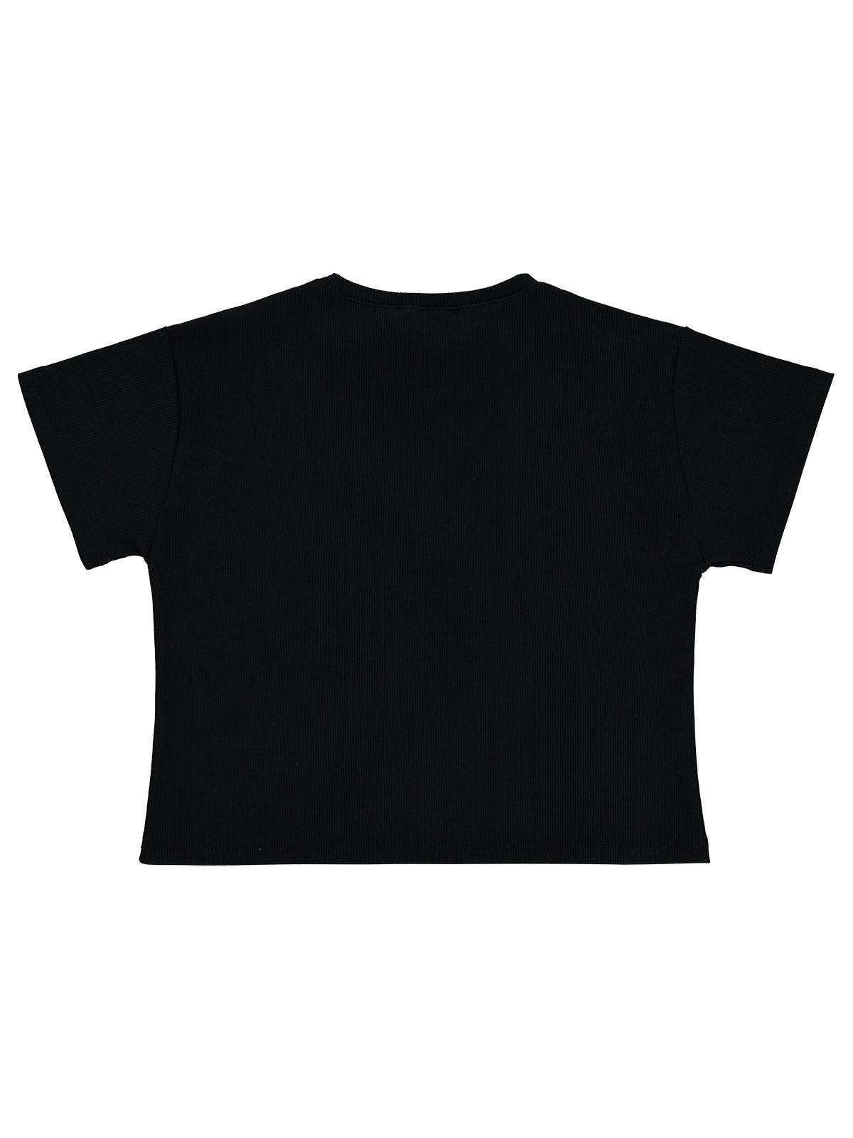 Civil Girls Fiyonk Nakışlı 10-13 Yaş Tişört - Siyah