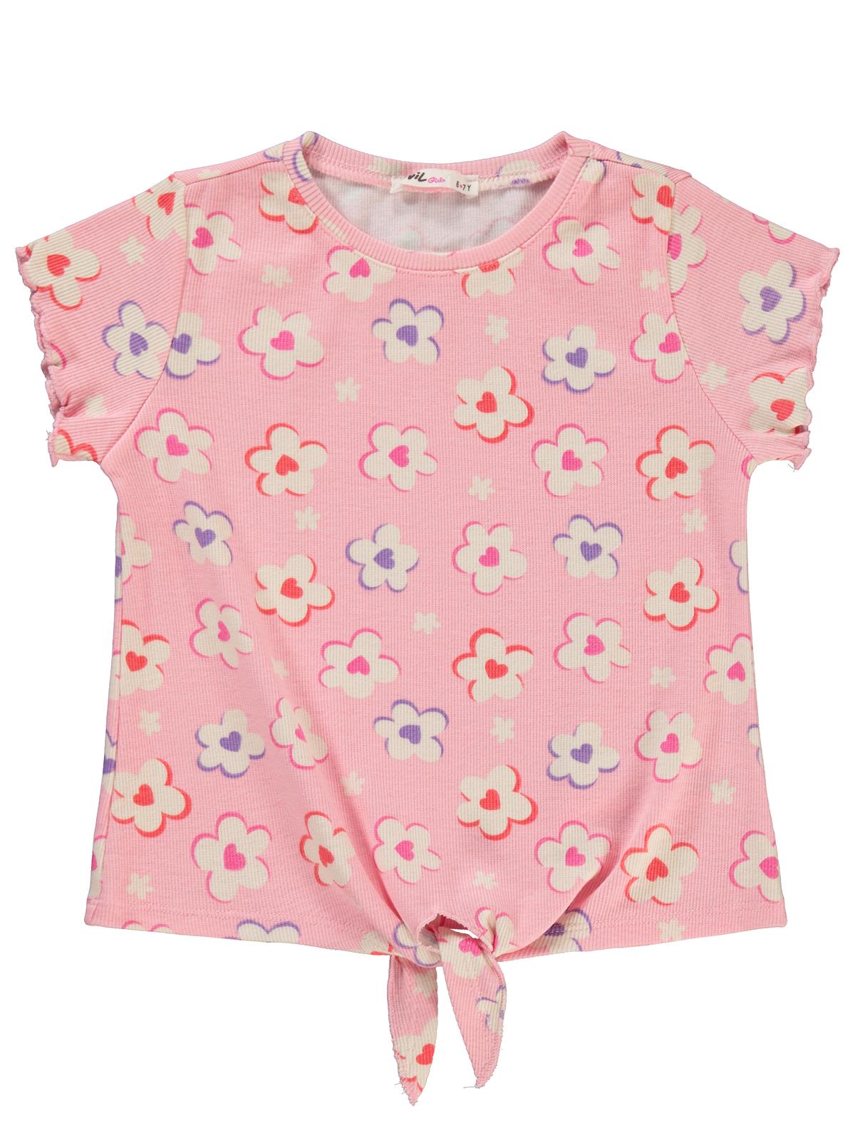 Civil Girls Çiçek Baskılı 6-9 Yaş Tişört - Pembe