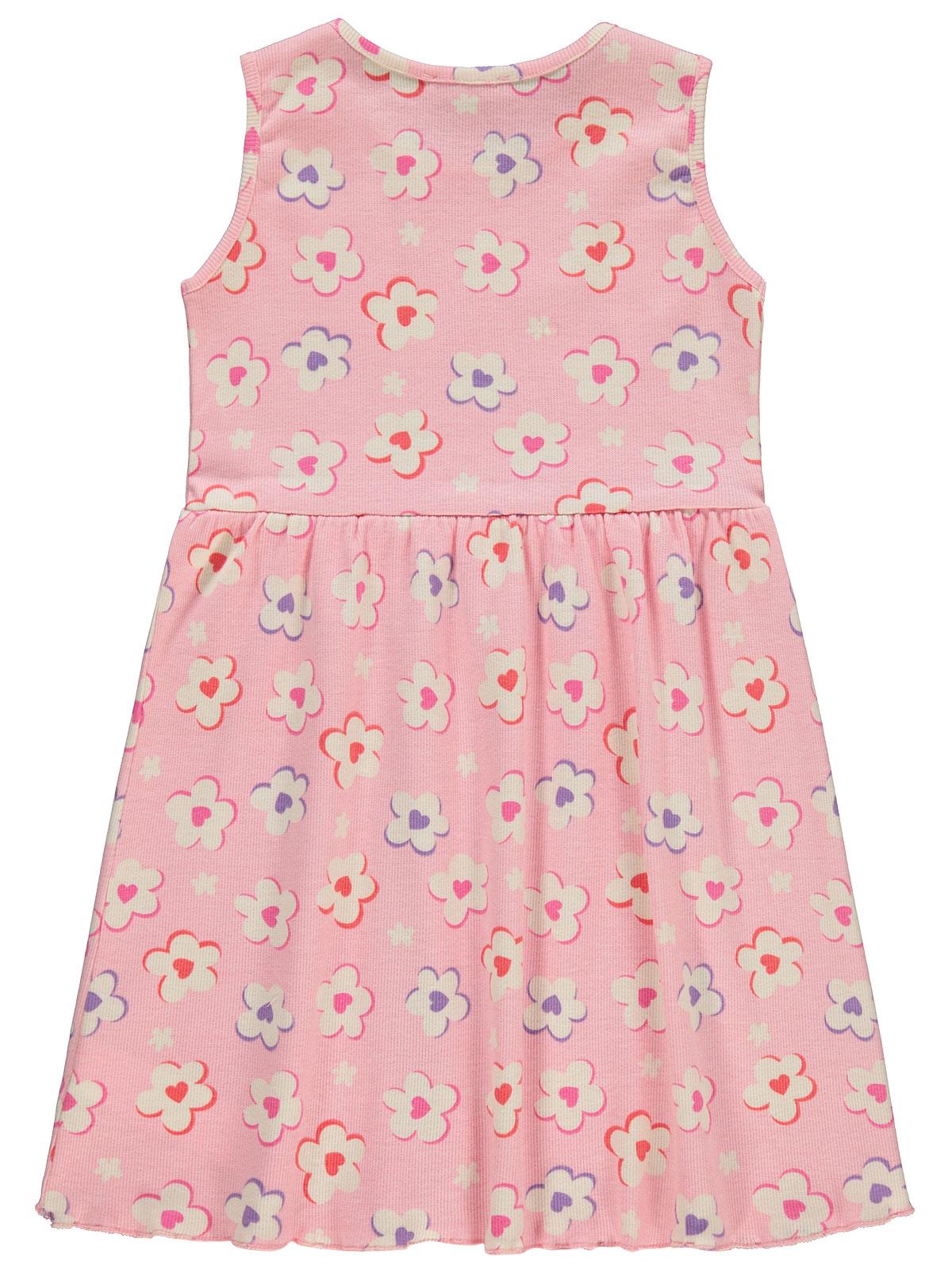 Civil Girls Çiçek Baskılı 6-9 Yaş Elbise - Pembe
