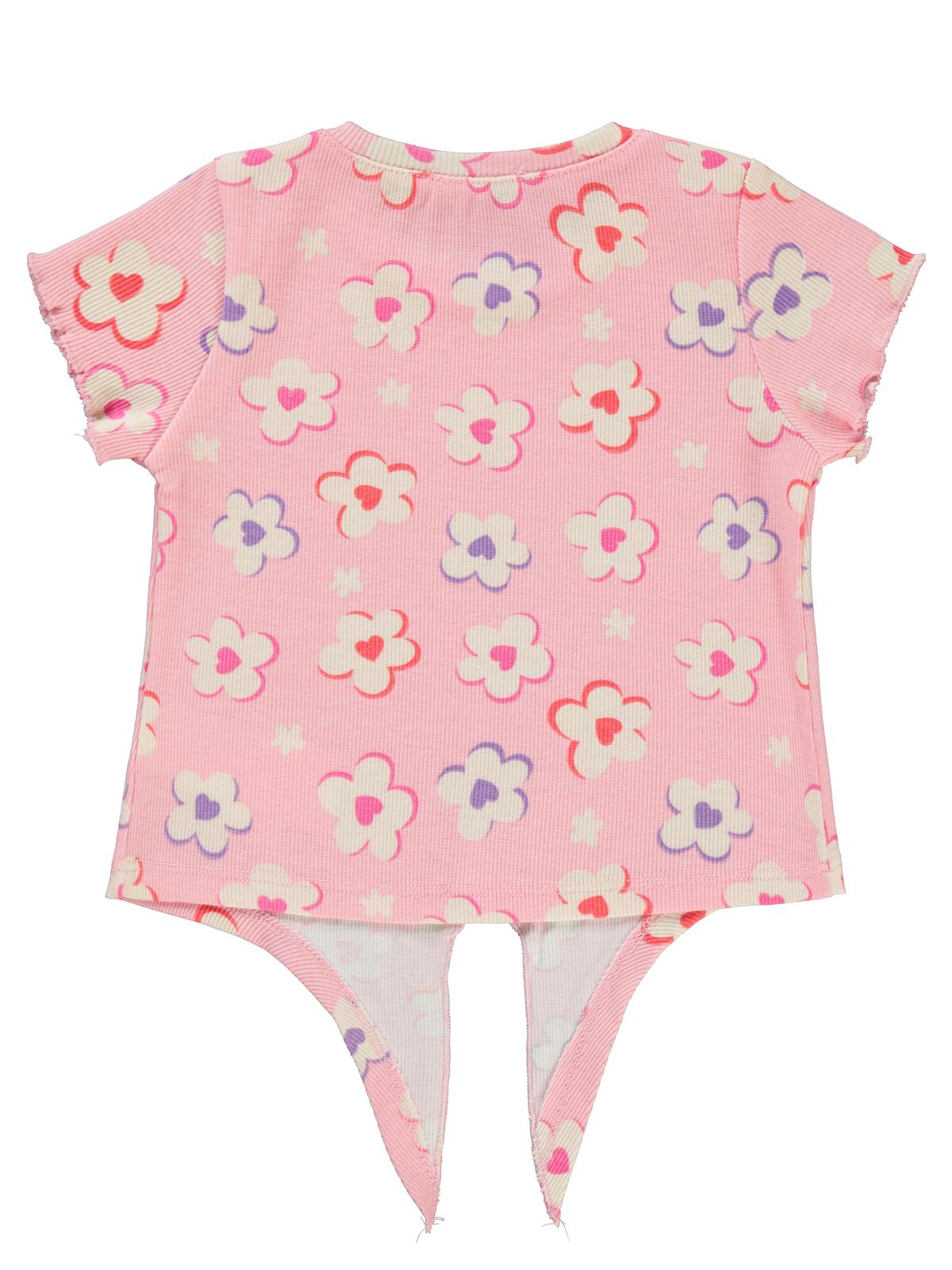 Civil Girls Çiçek Baskılı 2-5 Yaş Tişört - Pembe