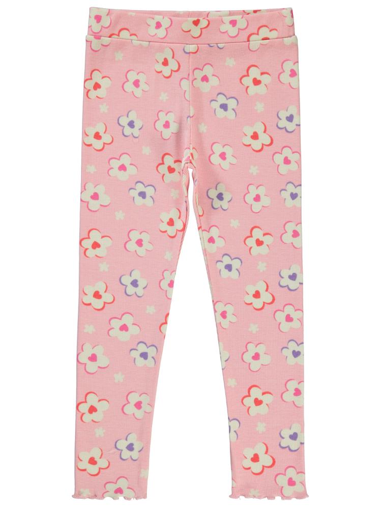 Civil Girls Çiçek Baskılı 6-9 Yaş Tayt - Pembe