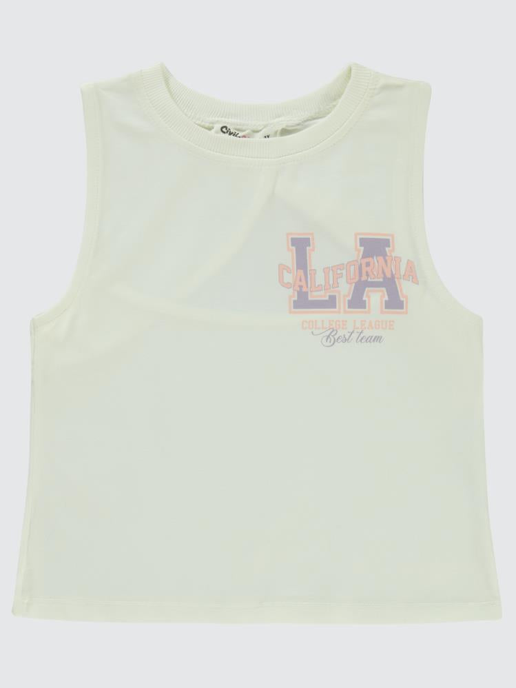 Civil Girls California Baskılı 10-13 Yaş Tişört - Ekru