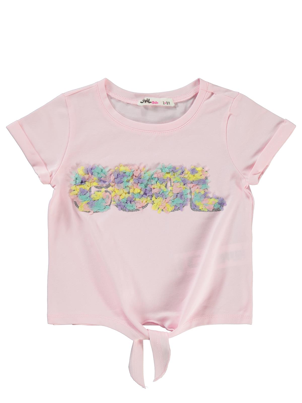 Civil Girls Cool Nakışlı 2-5 Yaş Tişört - Pembe