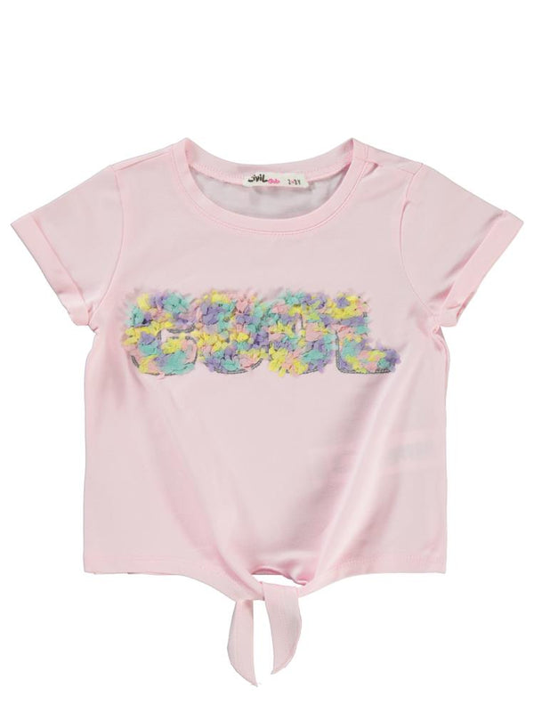 Civil Girls Cool Nakışlı 2-5 Yaş Tişört - Pembe