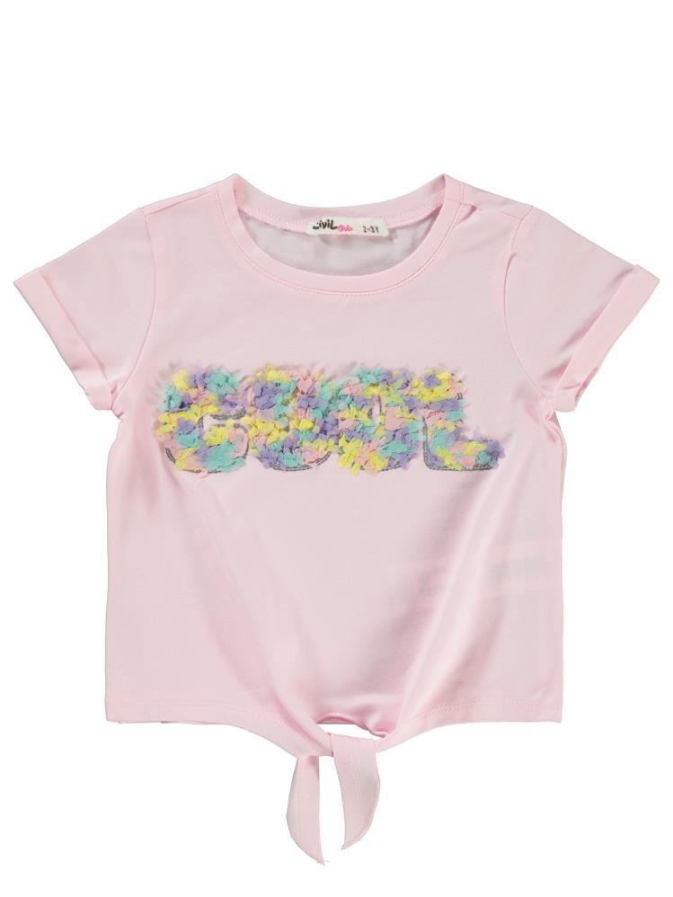 Civil Girls Cool Nakışlı 2-5 Yaş Tişört - Pembe