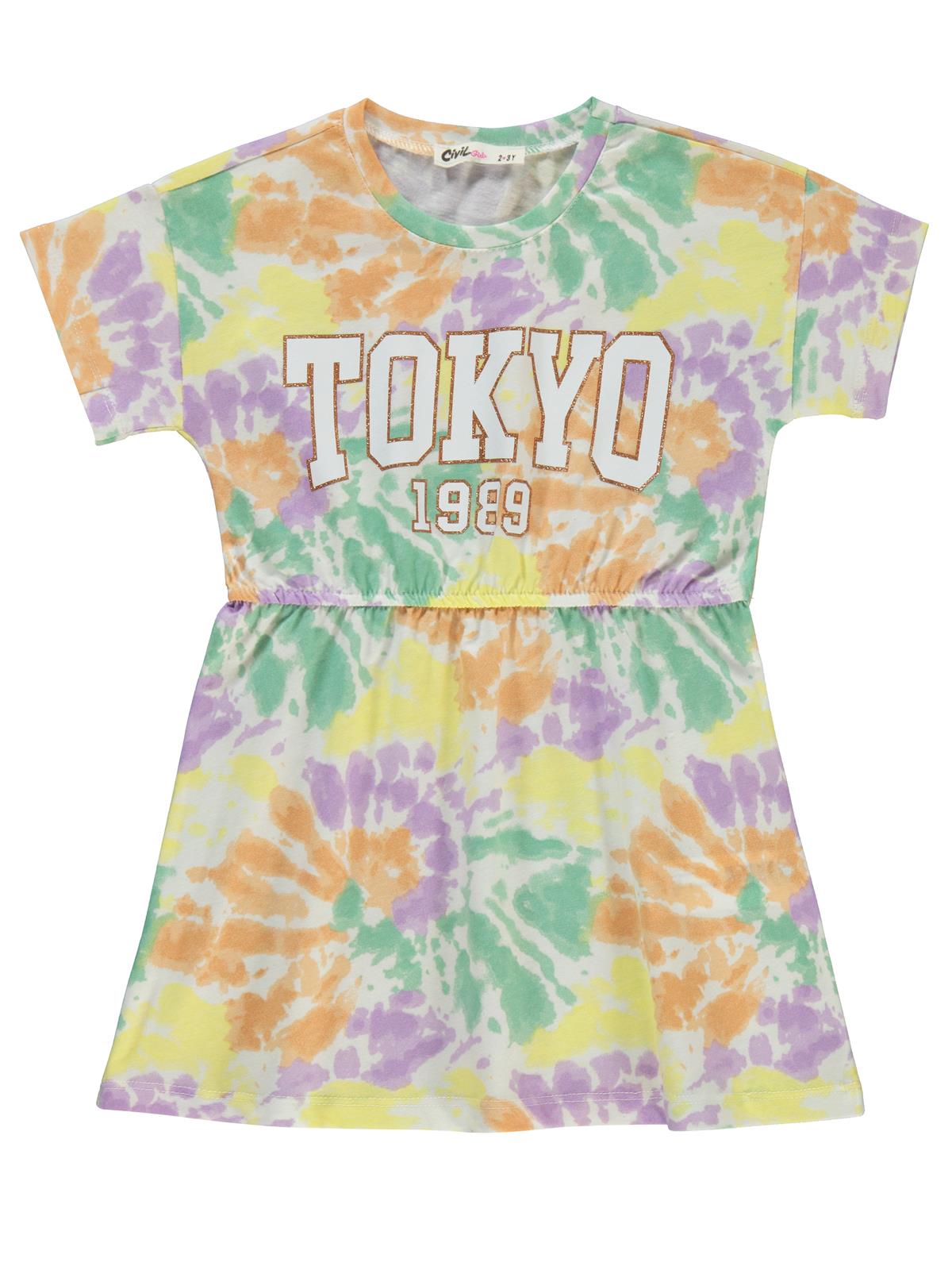 Civil Grils Tokyo Baskılı 2-5 Yaş Elbise - Lila