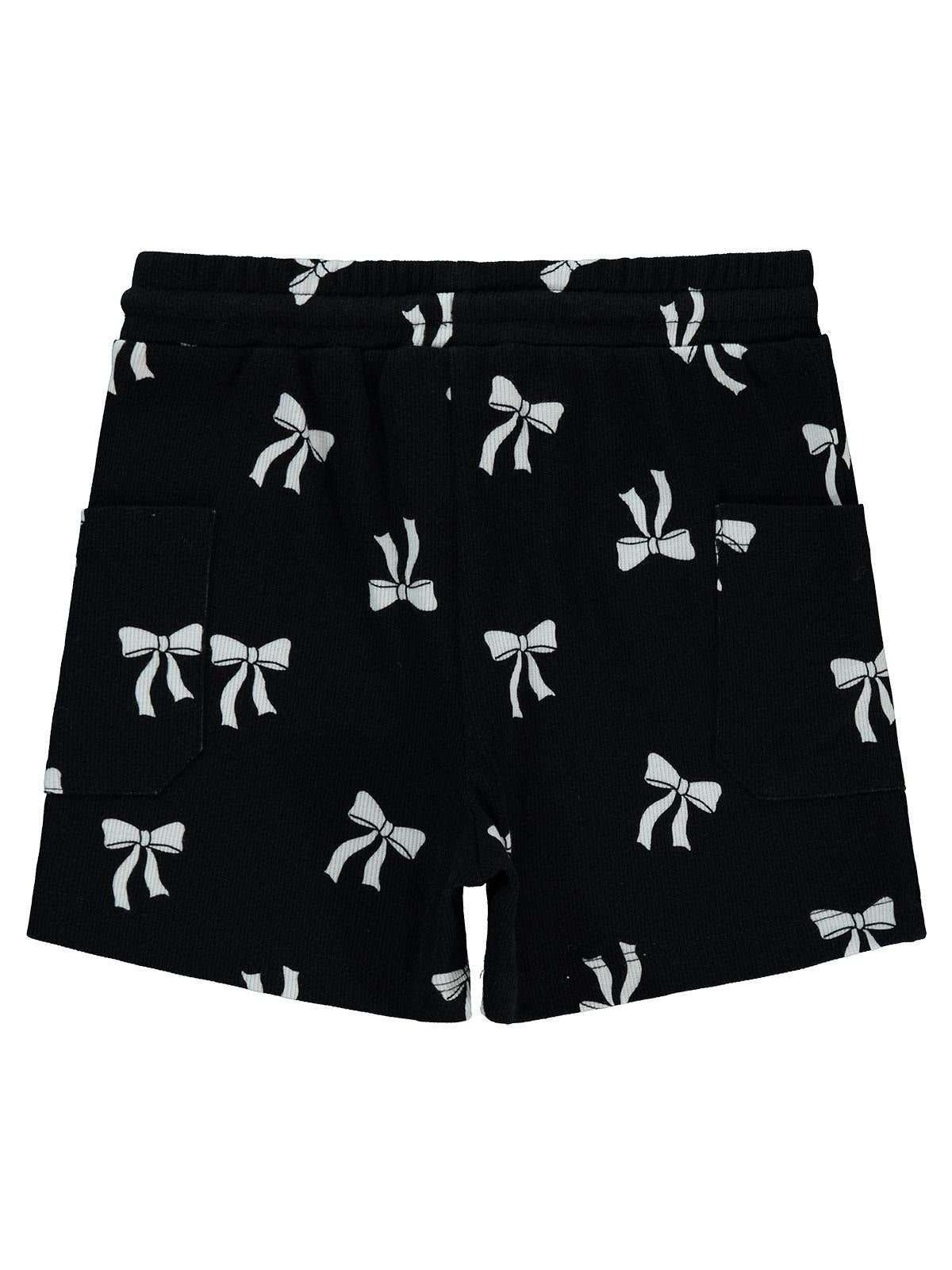 Civil Girls Fiyonk Baskılı 6-9 Yaş Şort - Siyah