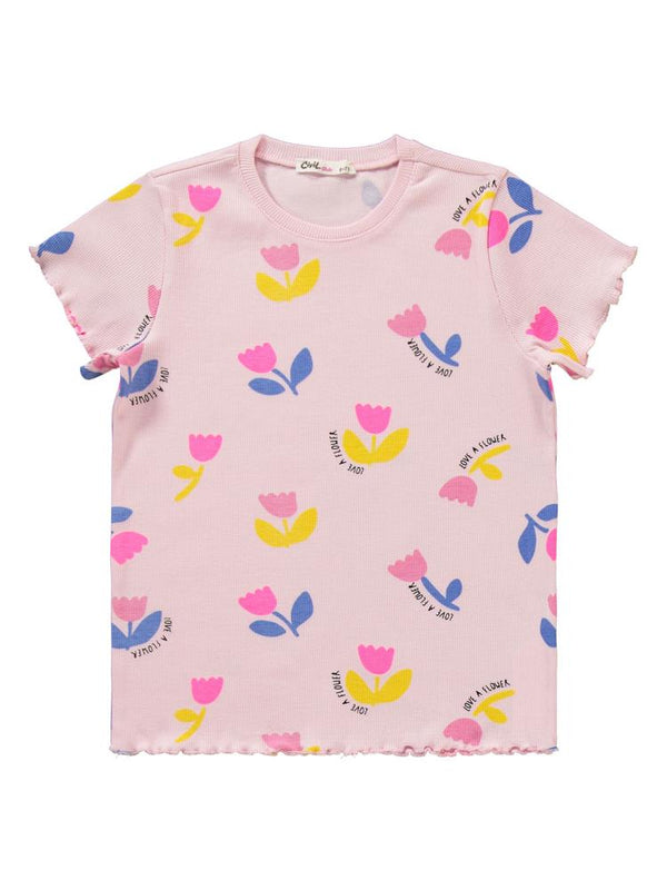 Civil Girls Lale Baskılı 6-9 Yaş Pijama Takımı - Pembe