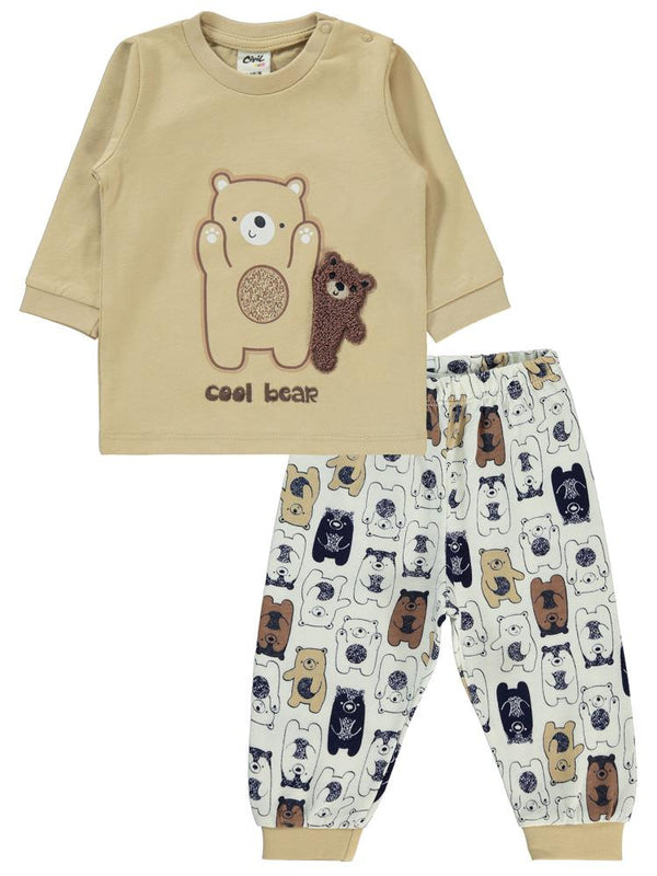 Civil Baby Ayıcık Naskışlı 6-18 Ay Pijama Takımı - Kahverengi