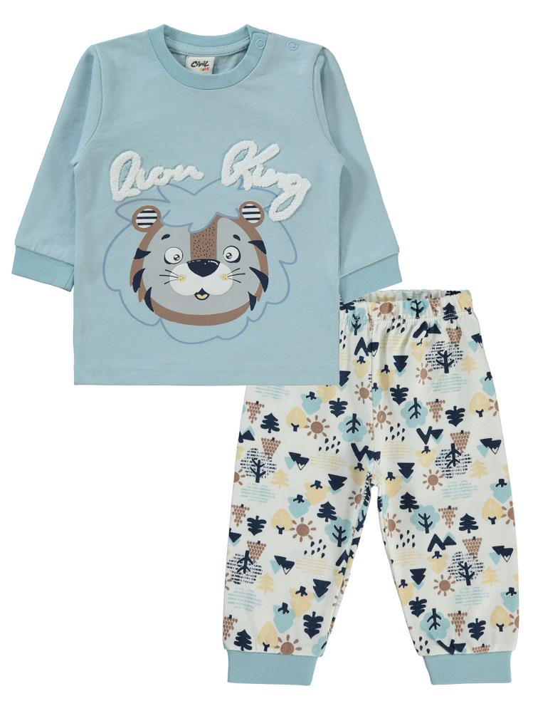 Civil Baby Aslan Nakışlı 6-18 Ay Pijama Takımı - Mavi