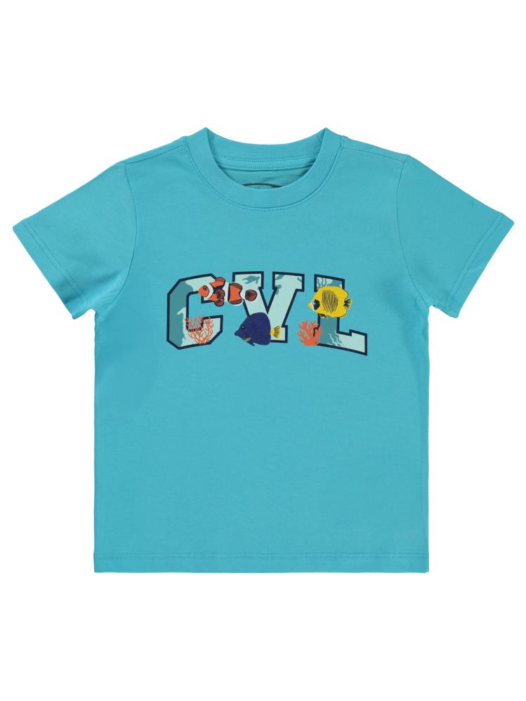 Civil Boys Cvl Balıklar Baskılı 2-5 Yaş Tişört - Mavi