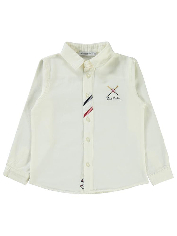 Pierre Cardin Patı Nakışlı 2-5 Yaş Gömlek - Ekru