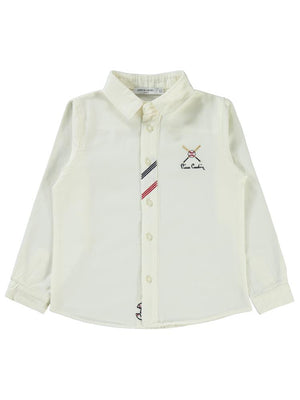 Pierre Cardin Patı Nakışlı 2-5 Yaş Gömlek - Ekru