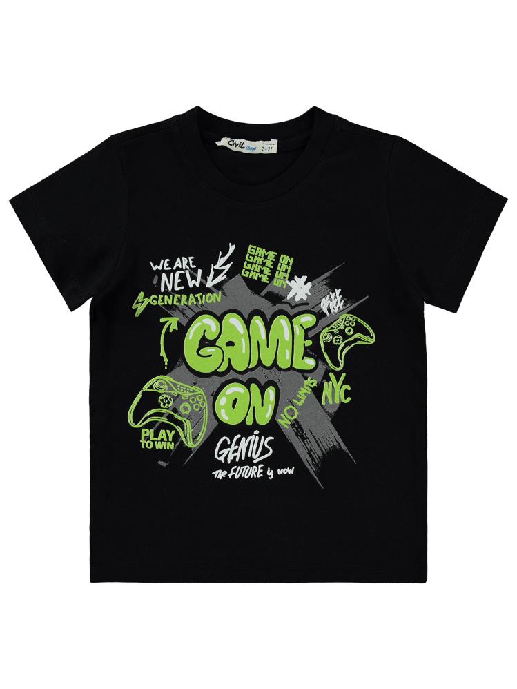 Civil Boys Game On Baskılı 2-5 Yaş Tişört - Siyah