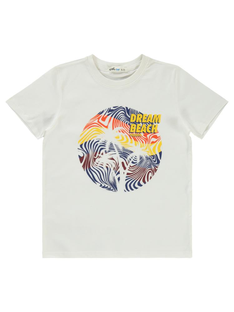 Civil Boys Dream Beach Baskılı 6-9 Yaş Tişört - Ekru