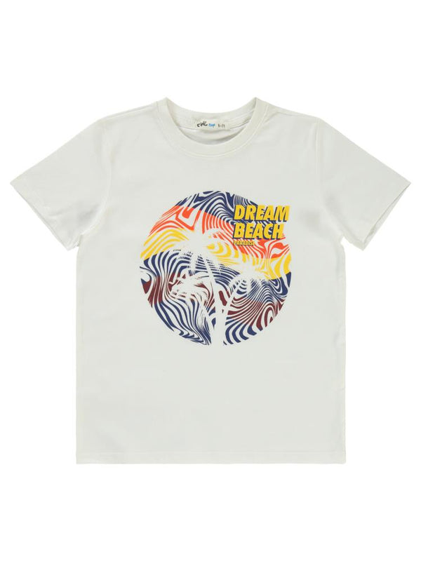 Civil Boys Dream Beach Baskılı 6-9 Yaş Tişört - Ekru