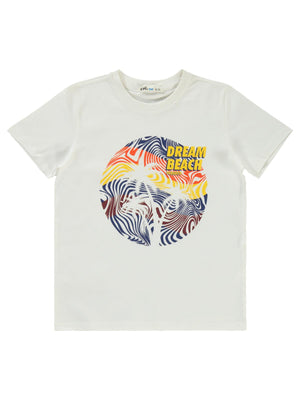 Civil Boys Dream Beach Baskılı 6-9 Yaş Tişört - Ekru