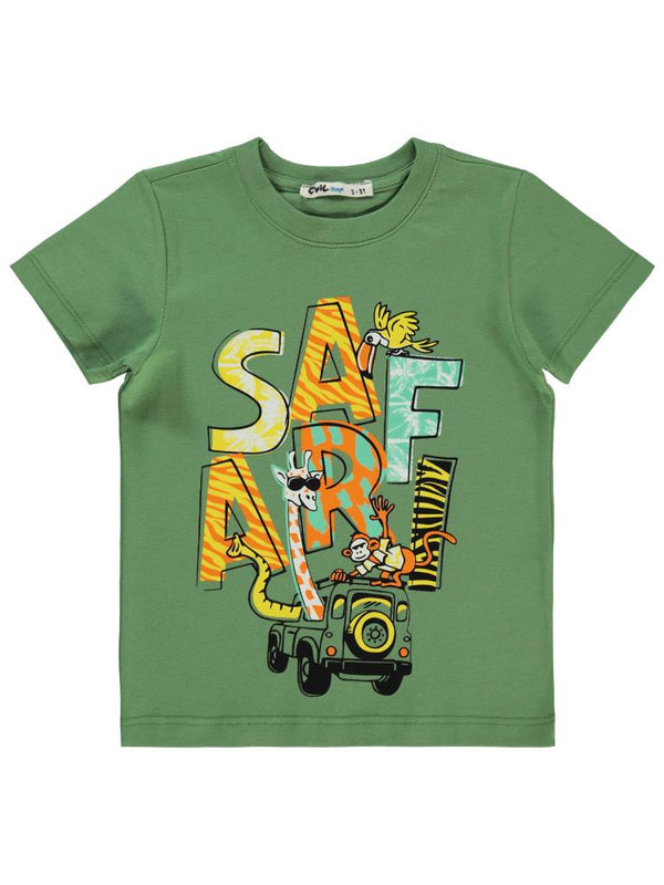 Civil Boys Safarı Baskılı 2-5 Yaş Tişört - Haki