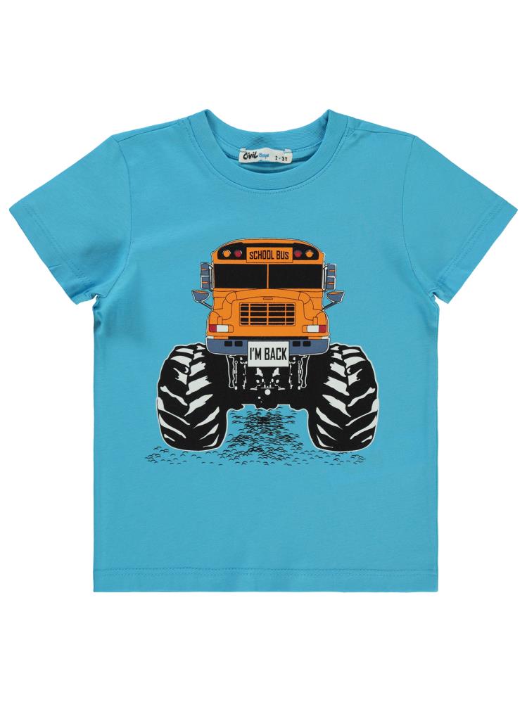 Civil Boys School Bus Baskılı 2-5 Yaş Tişört - Mavi