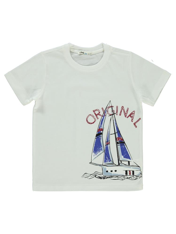 Civil Boys Orıgınal Yelkenli Baskılı 6-9 Yaş Tişört - Ekru