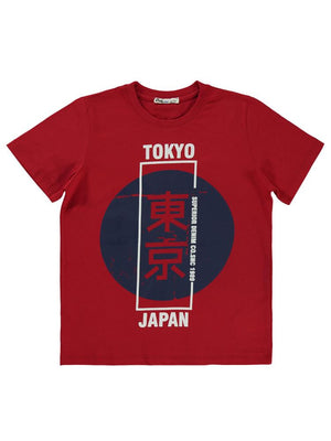 Civil Boys Tokyo Baskılı 10-13 Yaş Tişört - Kırmızı