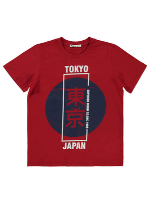 Civil Boys Tokyo Baskılı 10-13 Yaş Tişört - Kırmızı