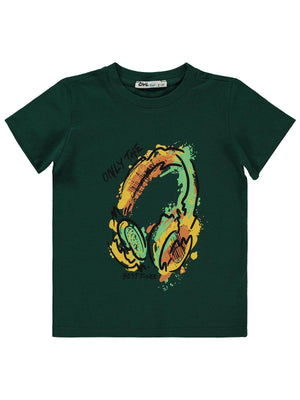 Civil Boys Kulaklık Baskılı 2-5 Yaş Tişört - Yeşil