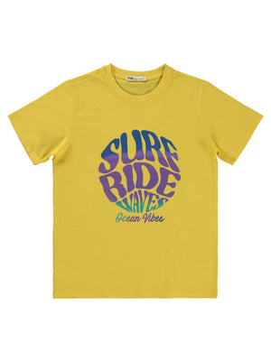 Civil Boys Surf Rıde Baskılı 10-13 Yaş Tişört - Sarı