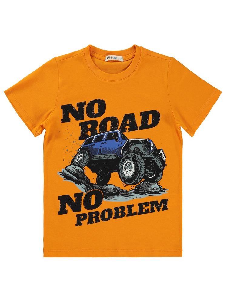 Civil Boys No Problem Baskılı 6-9 Yaş Tişört - Turuncu