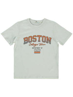 Civil Boys Boston Baskılı 6-9 Yaş Tişört - Gri
