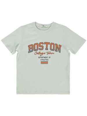 Civil Boys Boston Baskılı 6-9 Yaş Tişört - Gri