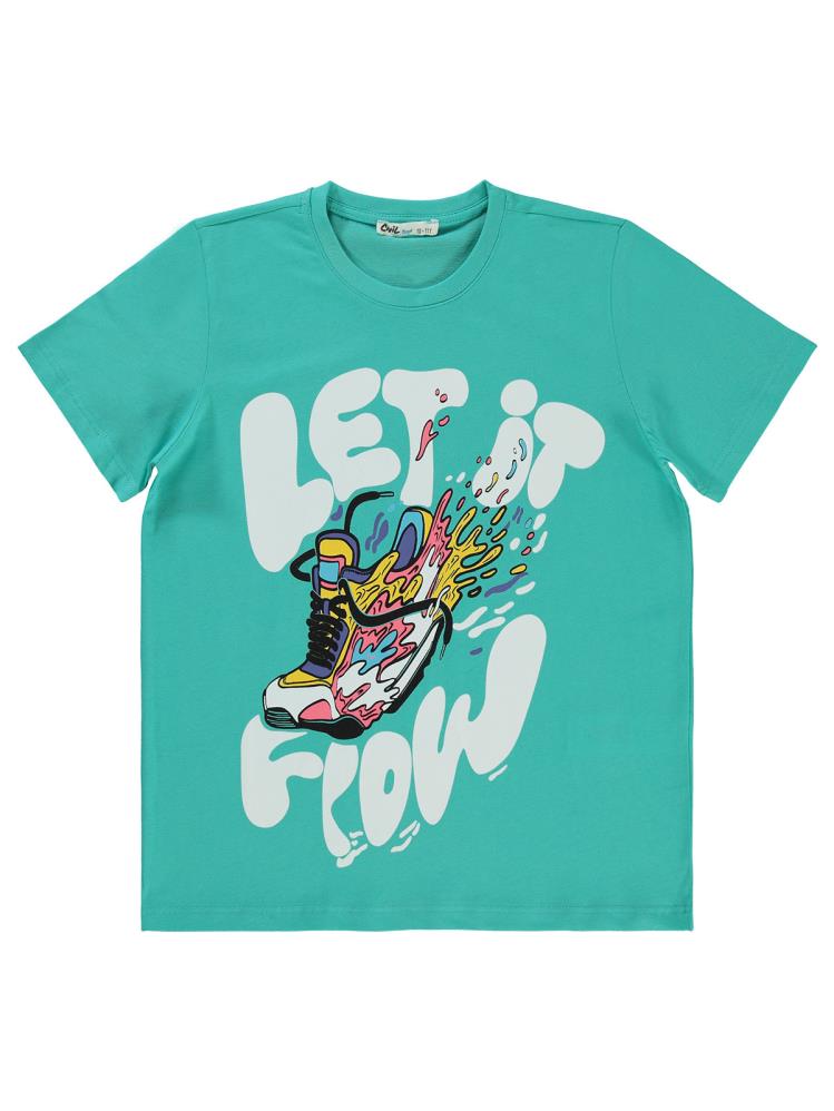 Civil Boys Let it Flow Baskılı 10-13 Yaş Tişört - Yeşil