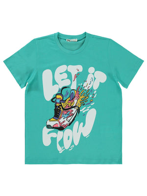 Civil Boys Let it Flow Baskılı 10-13 Yaş Tişört - Yeşil