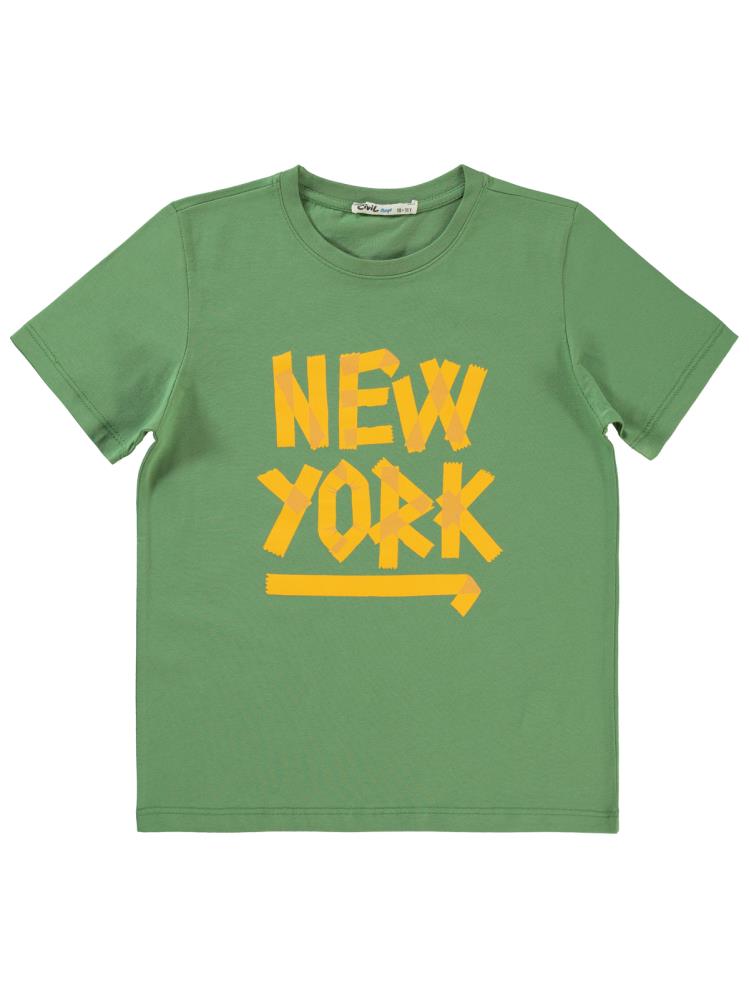 Civil Boys Newyork Baskılı 10-13 Yaş Tişört - Haki