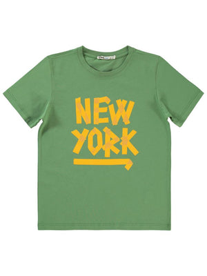Civil Boys Newyork Baskılı 10-13 Yaş Tişört - Haki