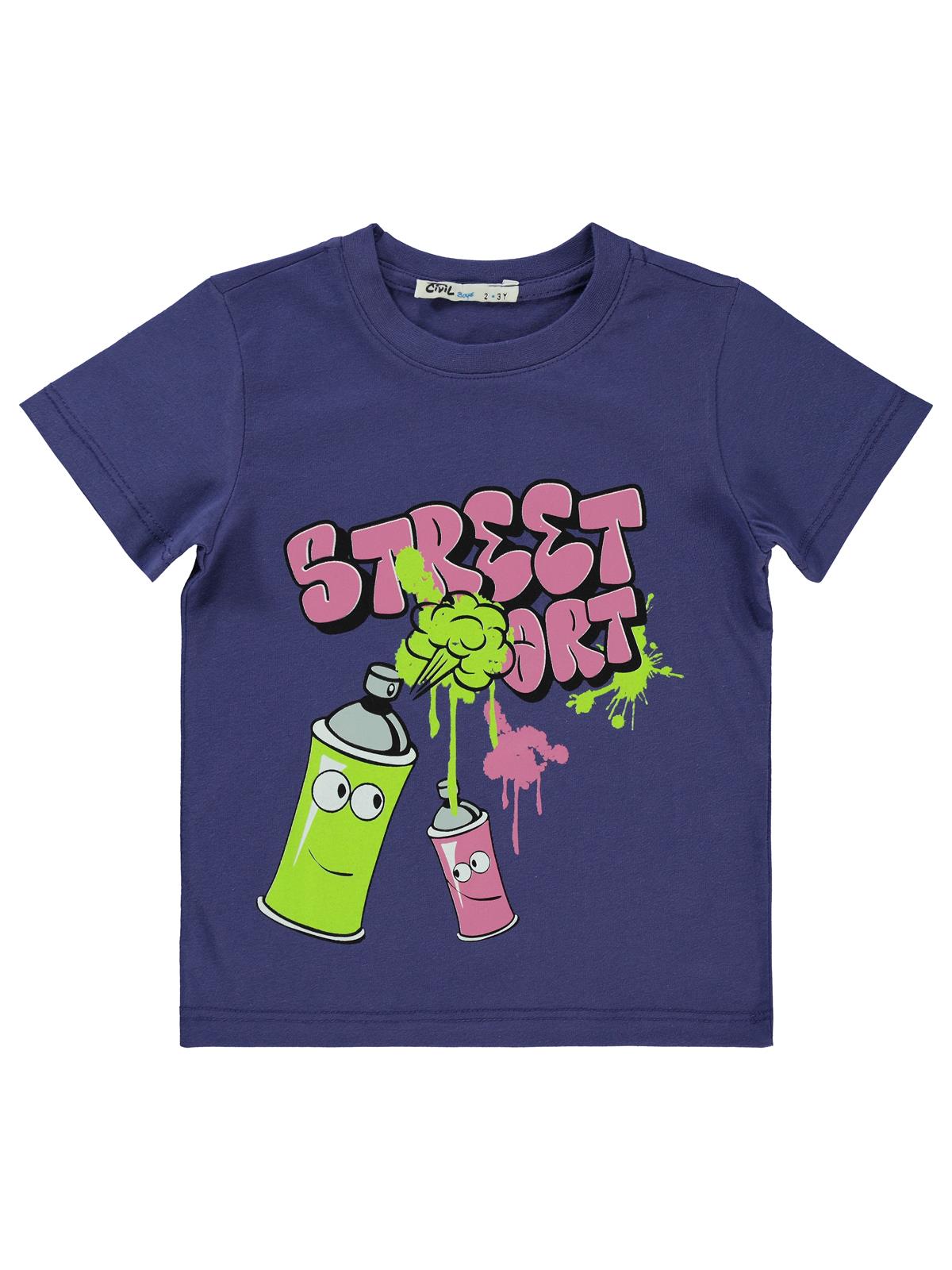 Civil Boys Street Baskılı 2-5 Yaş Tişört - Lila