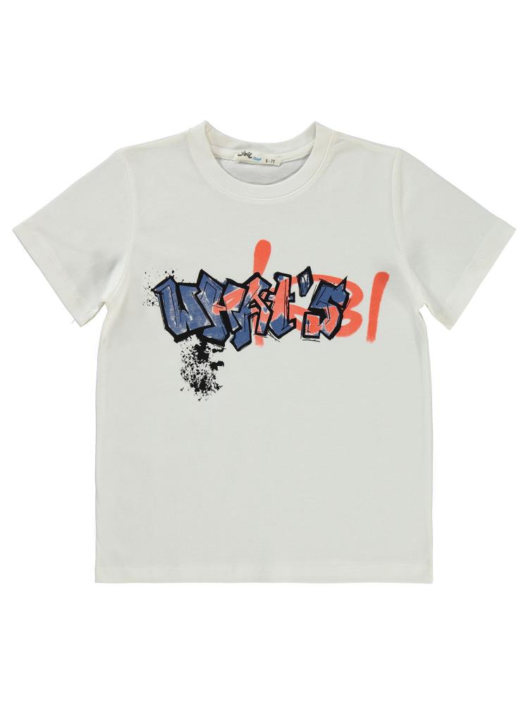 Civil Boys Whats Baskılı 6-9 Yaş Tişört - Ekru