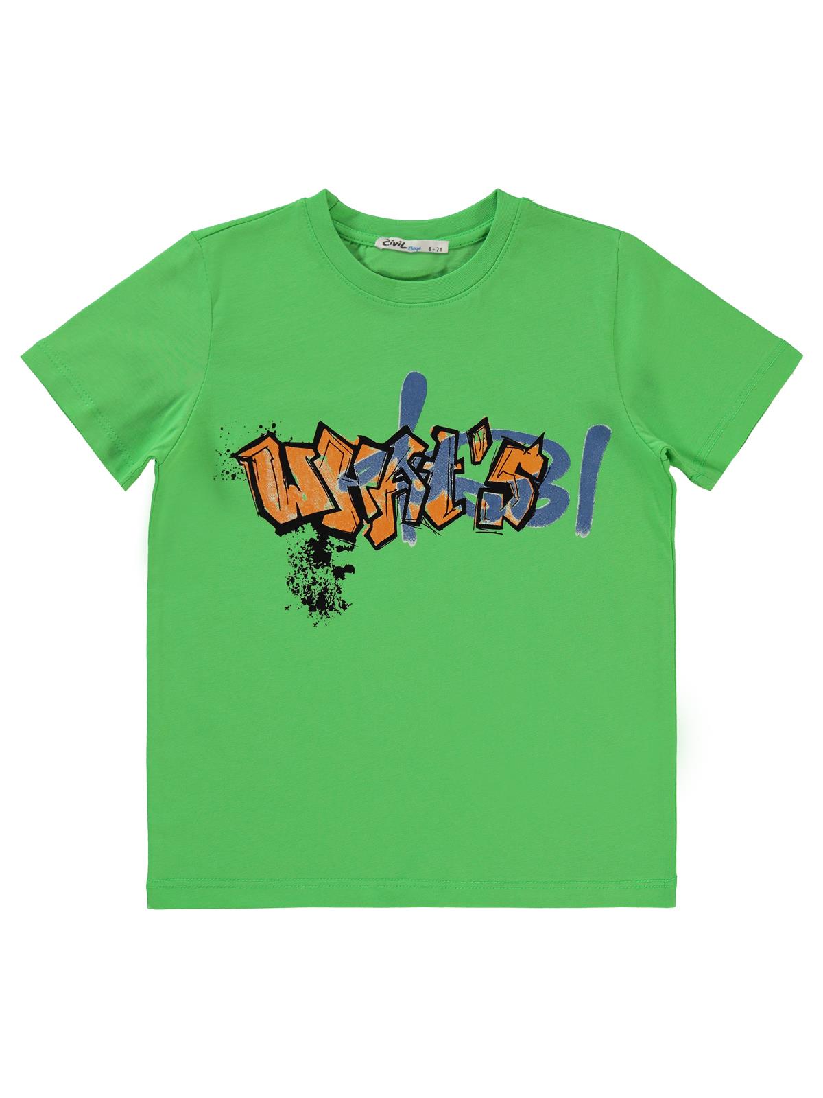 Civil Boys Whats Baskılı 6-9 Yaş Tişört - Yeşil