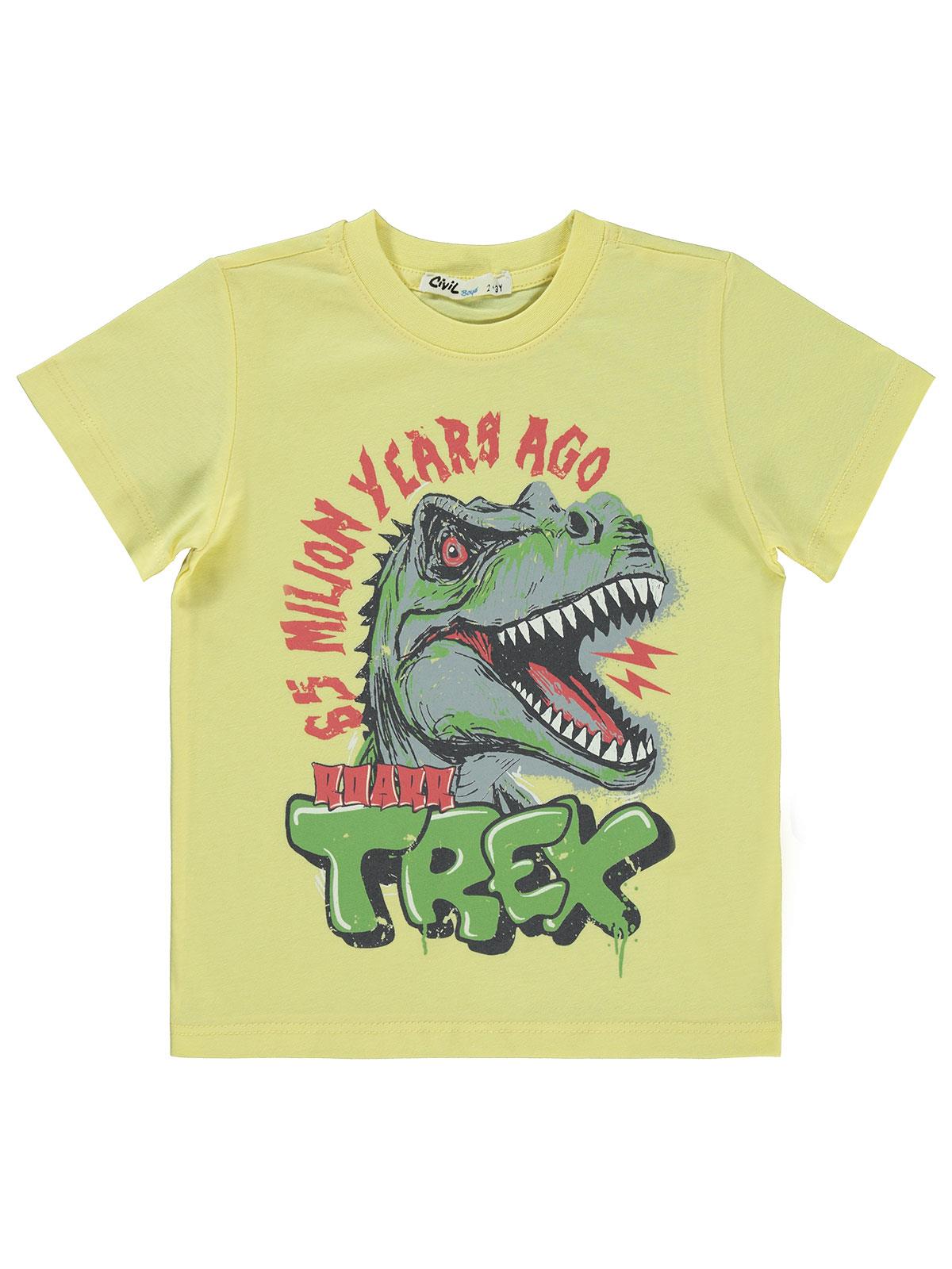 Civil Boys Trex Baskılı 2-5 Yaş Tişört - Sarı