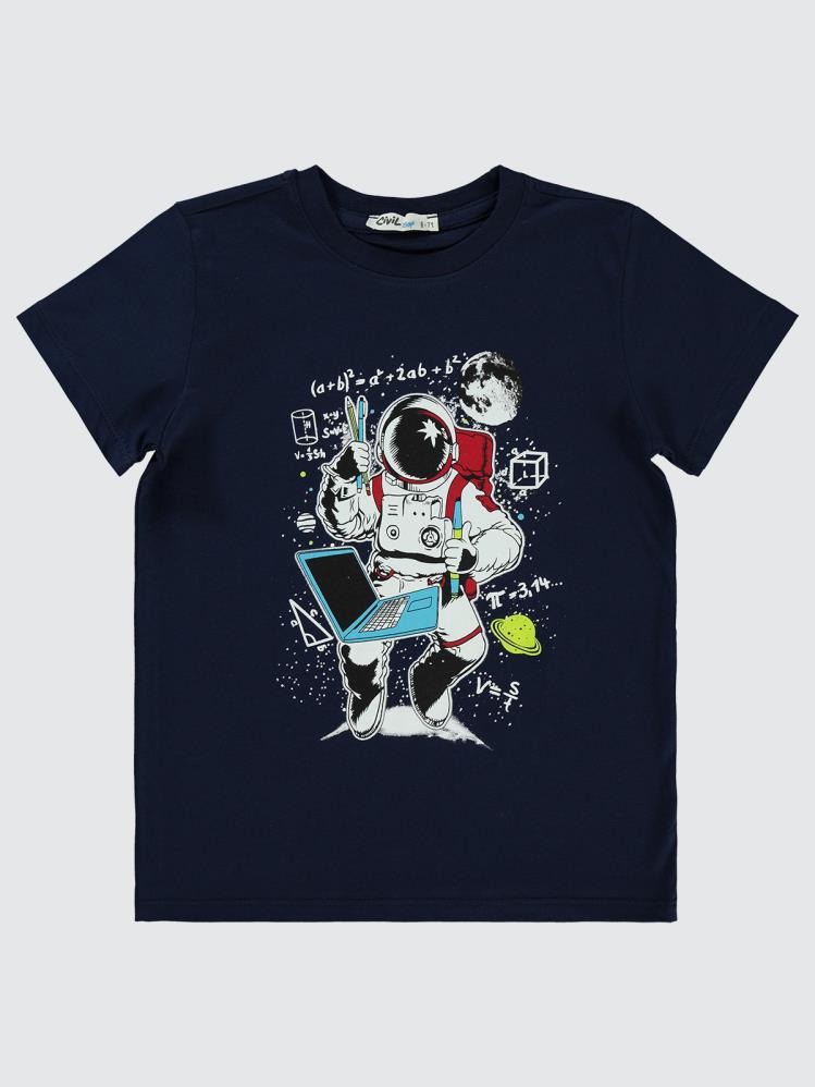 Civil Boys Astronot Baskıl 6-9 Yaş Tişört - Lacivert