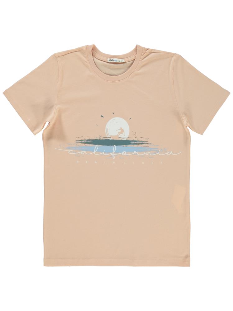 Civil Boys Calıfornıa Ay Baskılı 10-13 Yaş Tişört - Pudra
