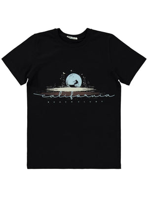 Civil Boys Calıfornıa Ay Baskılı 10-13 Yaş Tişört - Siyah