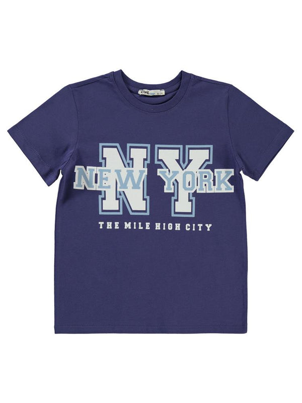 Civil Boys Newyork Baskılı 6-9 Yaş Tişört - Lila