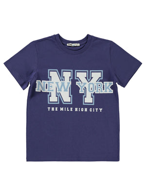 Civil Boys Newyork Baskılı 6-9 Yaş Tişört - Lila